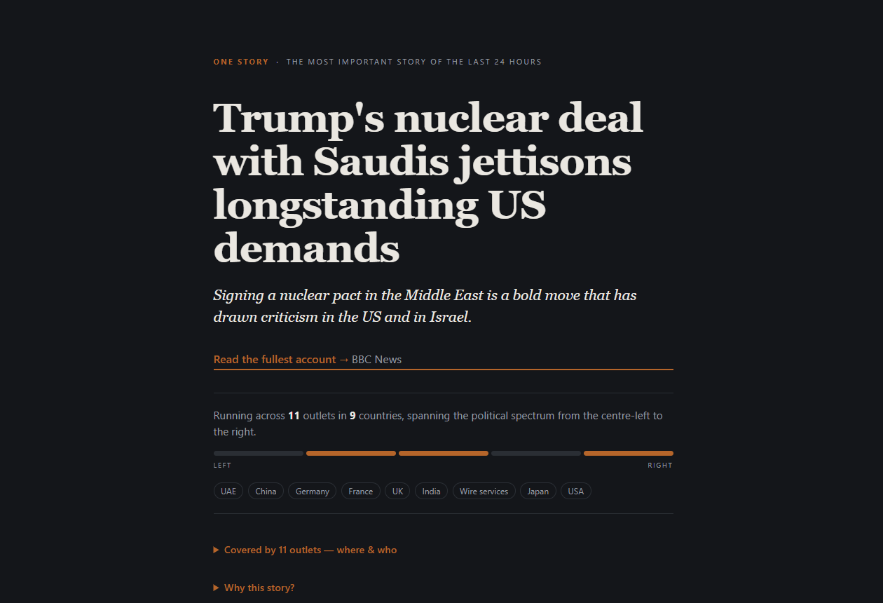 Screenshot of the One Story homepage